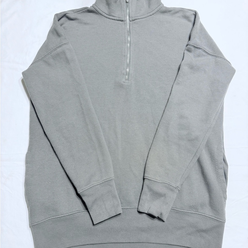 Aerie Zip-Up Sweater in Sage Gray